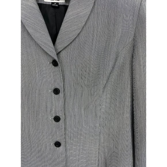 Le Suit pant suit 14 black white button front lined shoulders pads straight leg - Picture 12 of 14